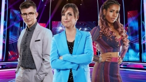 Gareth Malone, Kelis, and Mel Giedroyc work with Presenter Studio MD Gareth